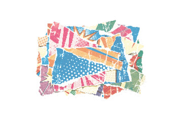 Obraz premium Torn paper sticker mixed colorful collage vector illustration
