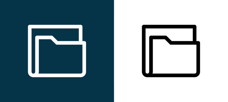 Black and white folder outline icon duo, editable stroke vector illustration for web, mobile apps, UI design, branding, and print from Basic UI