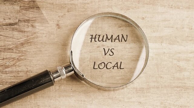 The frames show a comparison between human traits and local customs using a magnifying glass. Words are revealed throughout the visuals, inviting thought