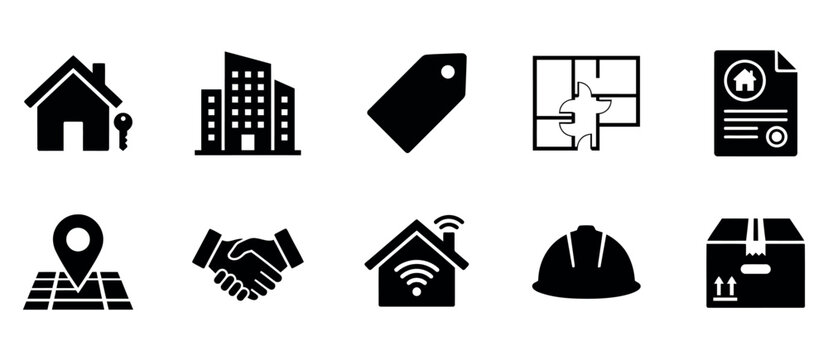 Real estate icon set editable vector illustration