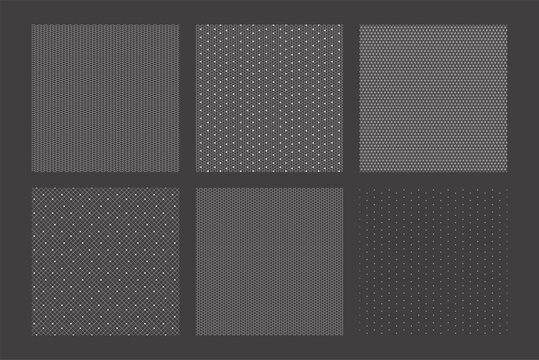 Set of six Vector lace seamless patterns with simple geometric texture. Decorative endless backgrounds for wedding invitations, valentine cards, love branding