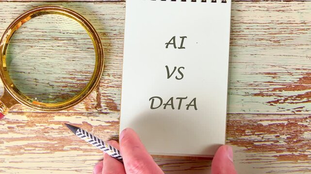Hands are shown drawing and writing different concepts related to AI and data on paper. The creator shares thoughts on each topic in a casual setting