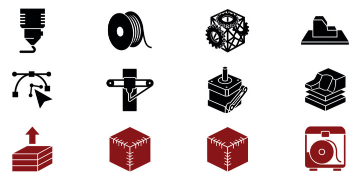 3d printing icon set editable vector illustration