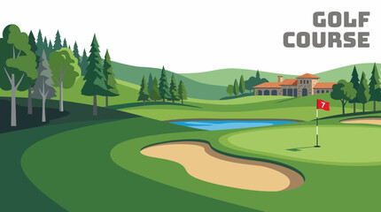 golf course sports environment with professional ball game competition outdoor arena athlete recreation tournament green landscape for championship match training activity and luxury © Ethan