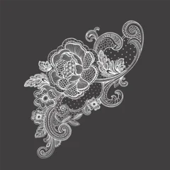 Vector Vintage lace element with ornate floral details. Decorative hand-drawn romantic composition. Design for wedding invitations, valentine cards, love branding, stationery © natality