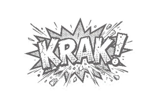 Comic action word pop art Krak! explosion effect graphic