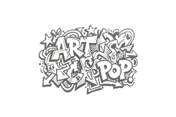 Naklejka premium Graffiti style art pop sticker with white background and black letters