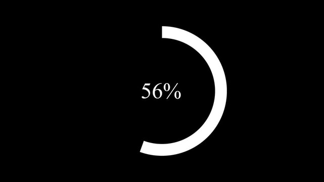 Science Loading white Circle Ring on black background. 100 in the loading ring. Loading Transfer Download Animation from zero to one hundred percent. Circle percentage