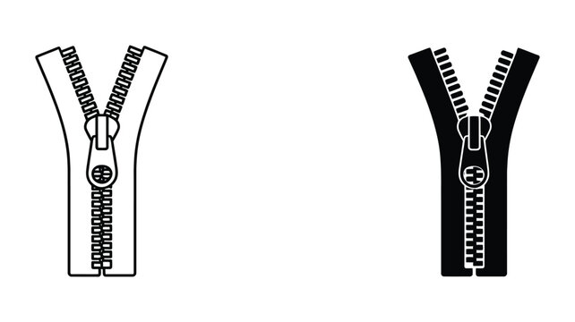 Zipper icon set line style clothing fastener vector illustration