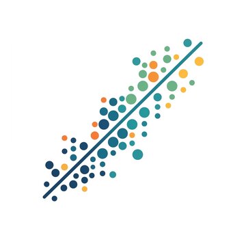 Predictive modeling and regression analysis data chart with a linear trend line in flat vector style