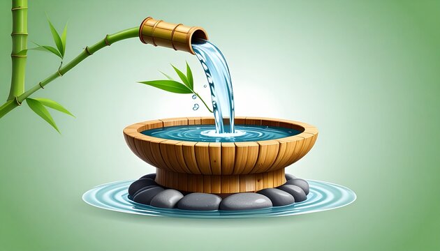 Wooden bowl with fresh herbs and spices on table.