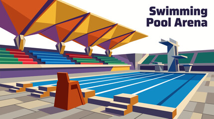 swimming pool stadium environment with professional sports competition aquatic arena athlete recreation tournament landscape for international racing events training performance © Ethan