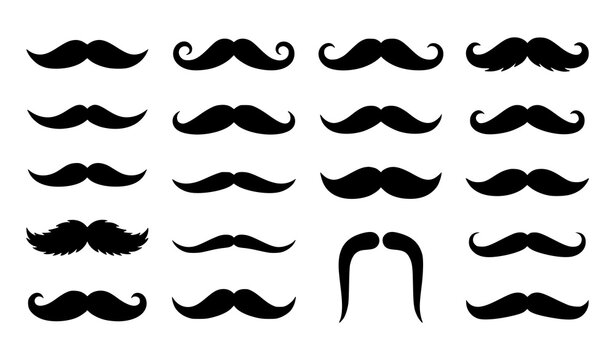 Vintage Mustache Silhouette Collection with Different Beard Styles for Barber and Grooming Design