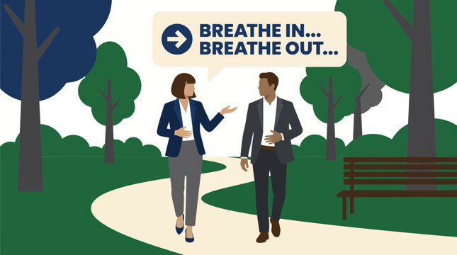 Executive Coach Walking Client Through Breathing Technique