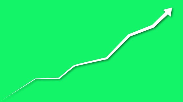 Black color arrow rising transparent channel. Abstract arrow growth chart of economy icon black color animated down to up arrow animation, on a white background, direction animation,with video