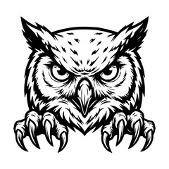 black and white vector illustration of animal face, ideal for coloring and esport logo © Alex