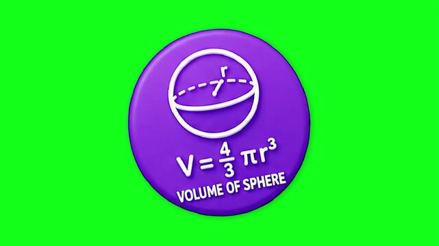 Purple 3d button with sphere volume formula on green screen