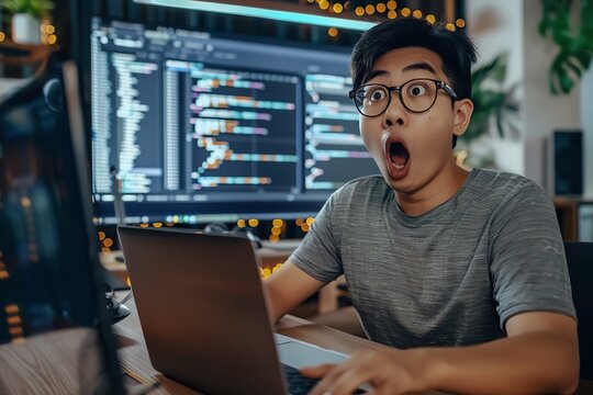 asian programmer shocked seeing AI coding assistant outperform him