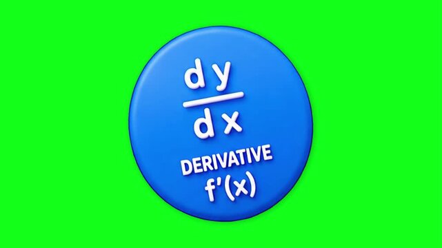 Calculus derivative symbol rotating on green screen