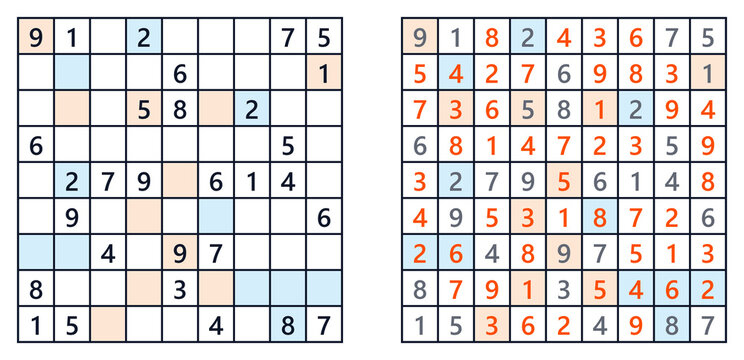 Sudoku puzzle showing even and odd numbers with solutions  