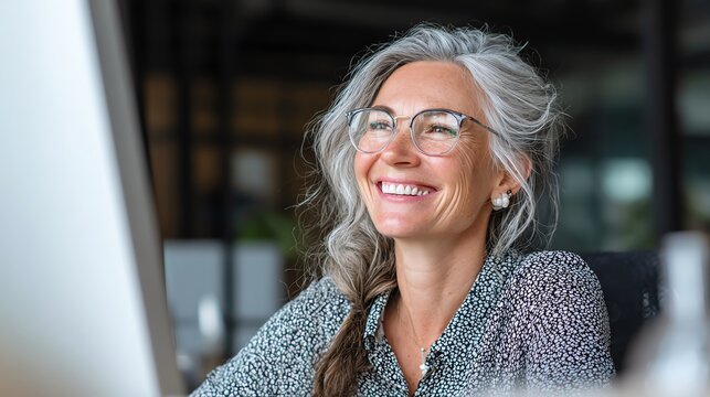 cheerful insurance advisor reviewing client data on computer