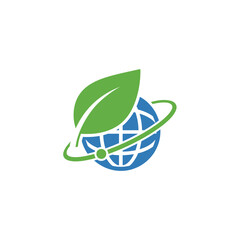 Obraz premium Eco friendly globe with green leaf.