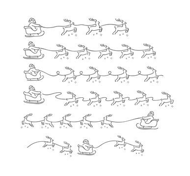 Christmas Reindeer One Line Art Set