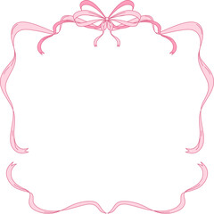 Fototapeta premium Pink Coquette Ribbon and Bow Frame