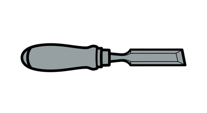 Grey handled flat chisel tool for cutting and shaping