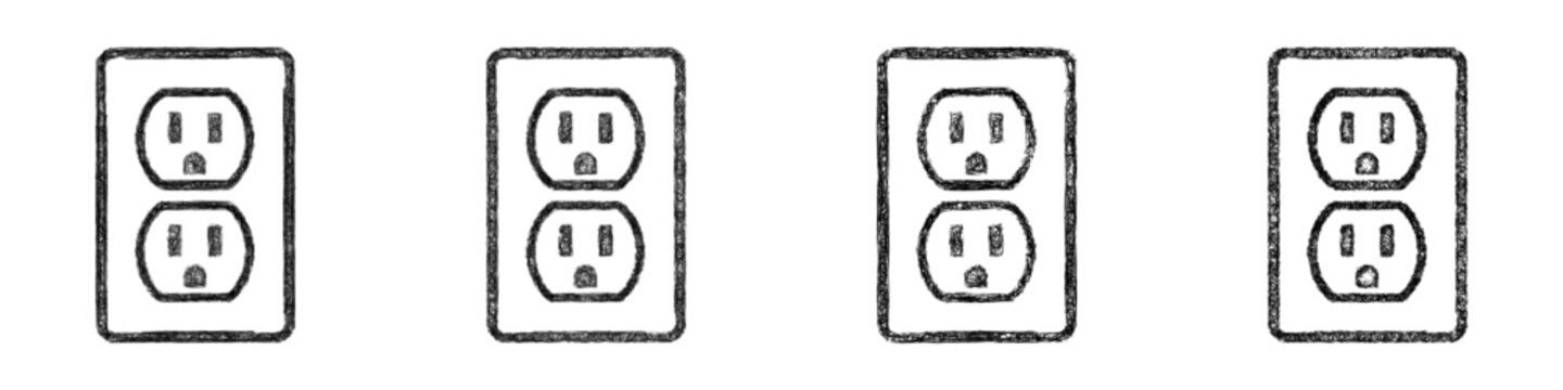 Monochrome sketch duplex outlet icon design set