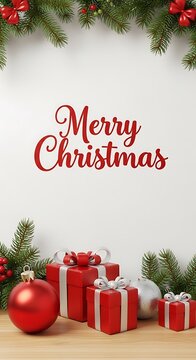 Festive christmas scene with gifts and decorations for holiday marketing