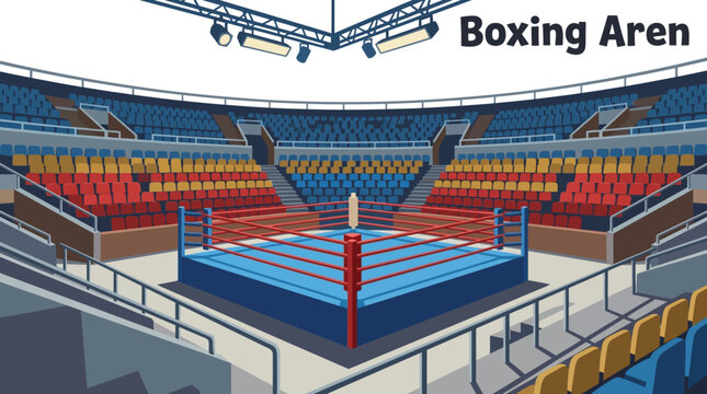 professional boxing ring arena environment vector with combat sports fighting ground competition stadium training space and martial arts atmosphere for championship events and modern commercial