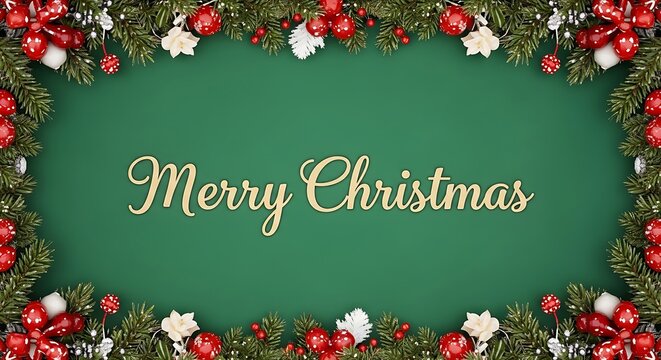 Festive christmas border with 'merry christmas' text holiday season greetings