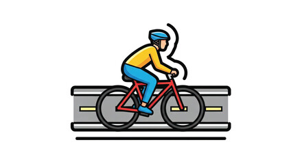 Fototapeta premium Man Riding Red Bicycle Outdoors.