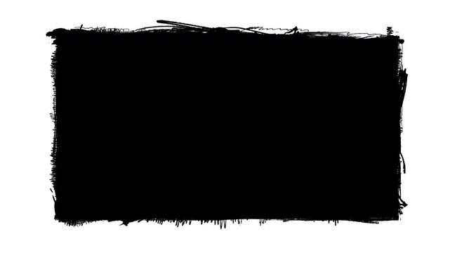 Video effect .Abstract black and white grunge border with scratches and paint splatters.Grunge texture frame overlay