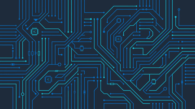 Circuit Board Technology Pattern Digital Blue Abstract Background for Tech