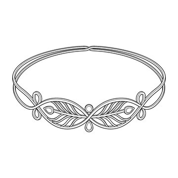 Hand drawn sketch of double wire thin elven circlet isolated. Line art illustration.