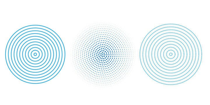 Concentric ripple circles set. Seismic Earthquake alert radar. Radial signal, sonar wave, soundwave rings. touch effect or pulse