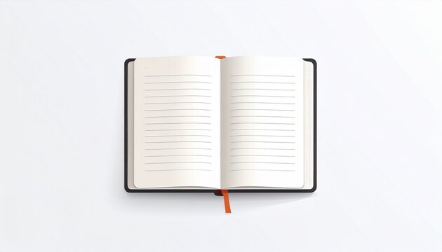 Minimalist white paper stack with orange accent bookmark.