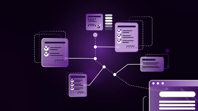 Secure Digital Document Management Screen Processing Automated Checklists 3D Animation