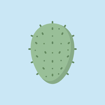 A flat vector illustration of a green prickly pear cactus pad
