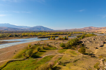 Landscape of river Kura in Caucasus mountains and Uplistsikhe town in Georgia © Pavel