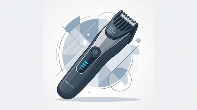 Modern electric beard trimmer with digital battery indicator, perfect for grooming and styling facial hair for men