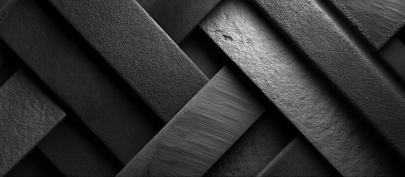 A grayscale image featuring woven, textured rectangular elements. They overlap, creating a dark, abstract pattern