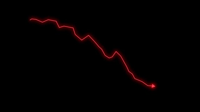 Red down trend line chart falling market crash finance animation