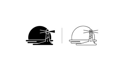 Fototapeta premium Minimalist Lighthouse Logo Icon Set