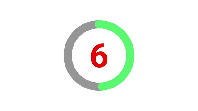 Reverse countdown timer circular progress animation from ten to zero