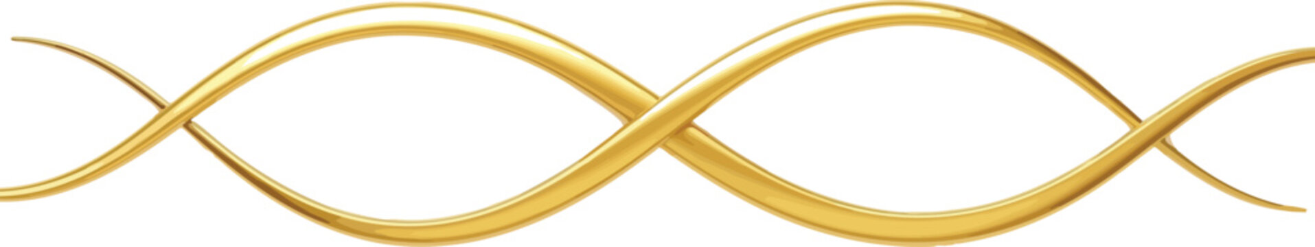 Gold lines swirl together in an elegant double helix formation against a clean white background.