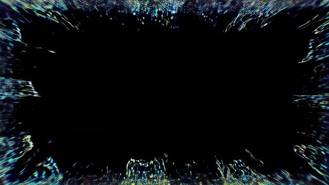 Dynamic digital glitch: burst of colorful pixels in motion