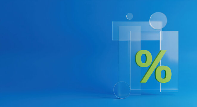 Rate cut messaging turns a simple percent symbol into space for loan comparison, savings deal, APR explainer and consumer finance promotion across banking ads and payment plan materials